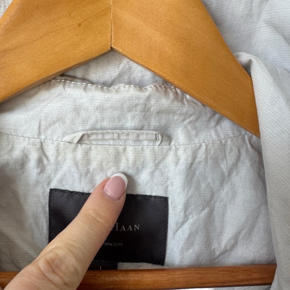 Cole Haan Nylon Jacket Draw String Front Zip High Neck Off White Women's Large - Picture 10 of 13